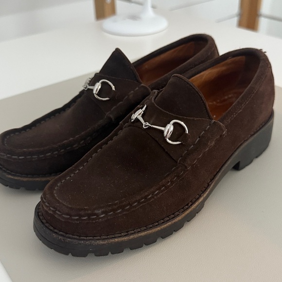 Gucci Chocolate Suede Loafers - Picture 1 of 7